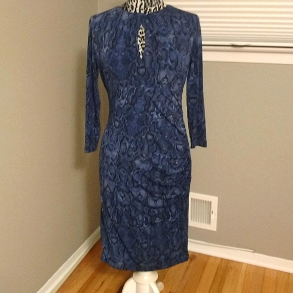 Cache Dresses & Skirts - Cache Blue Snake Skin Sheath Dress